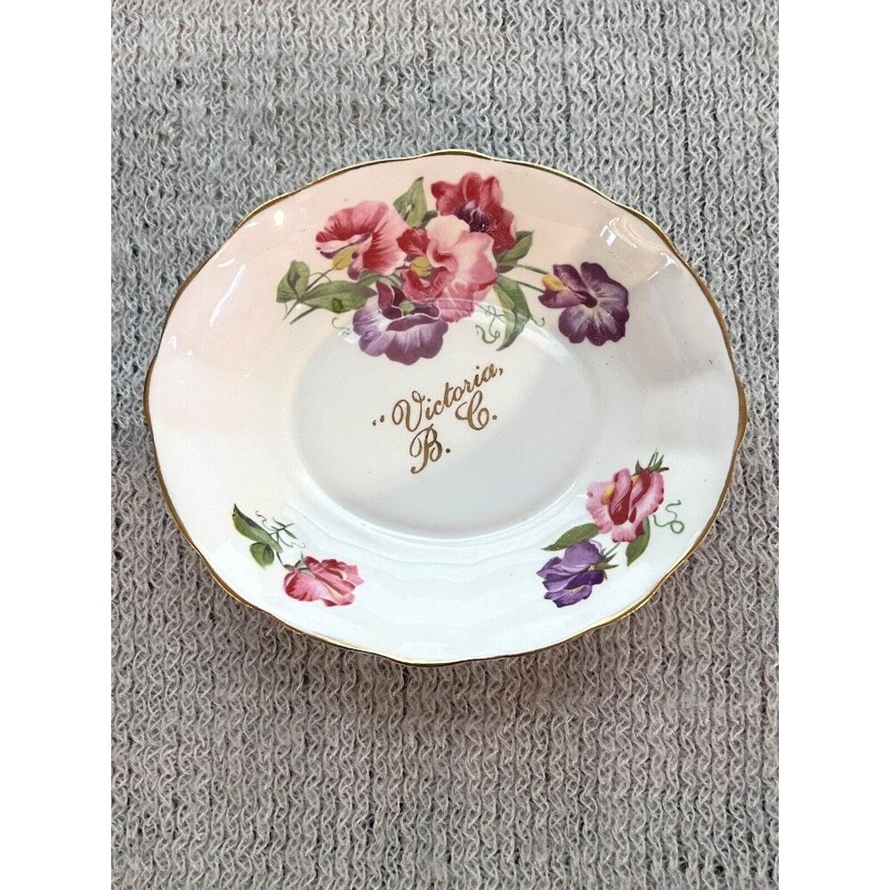 Windsor Bone China England Violet‎ Floral Souvenir Bowl Victoria BC